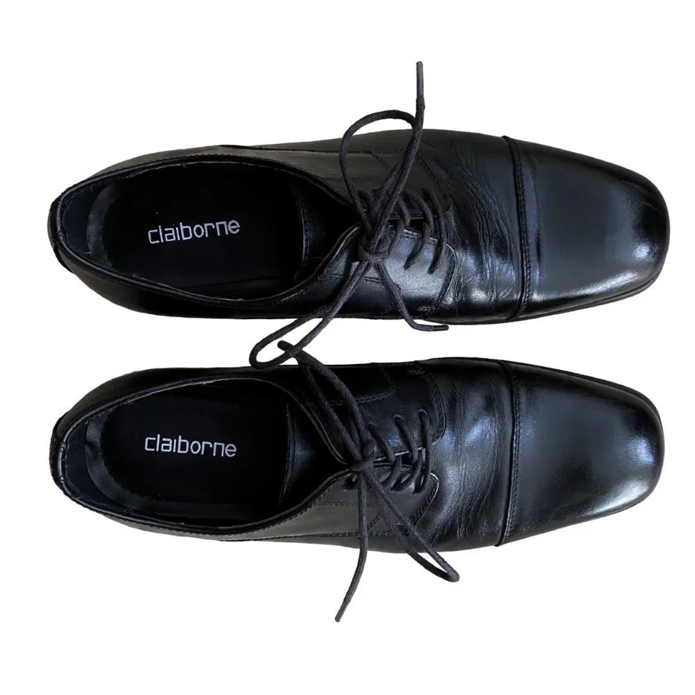 Claiborne Men's dress lace up black shoes size 8.5